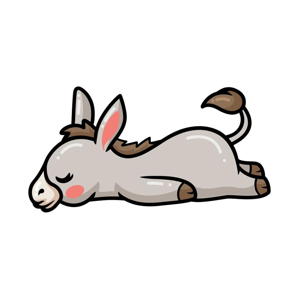 Cute baby donkey cartoon sleeping vector