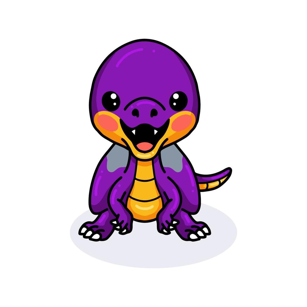 Cute purple little dinosaur cartoon vector