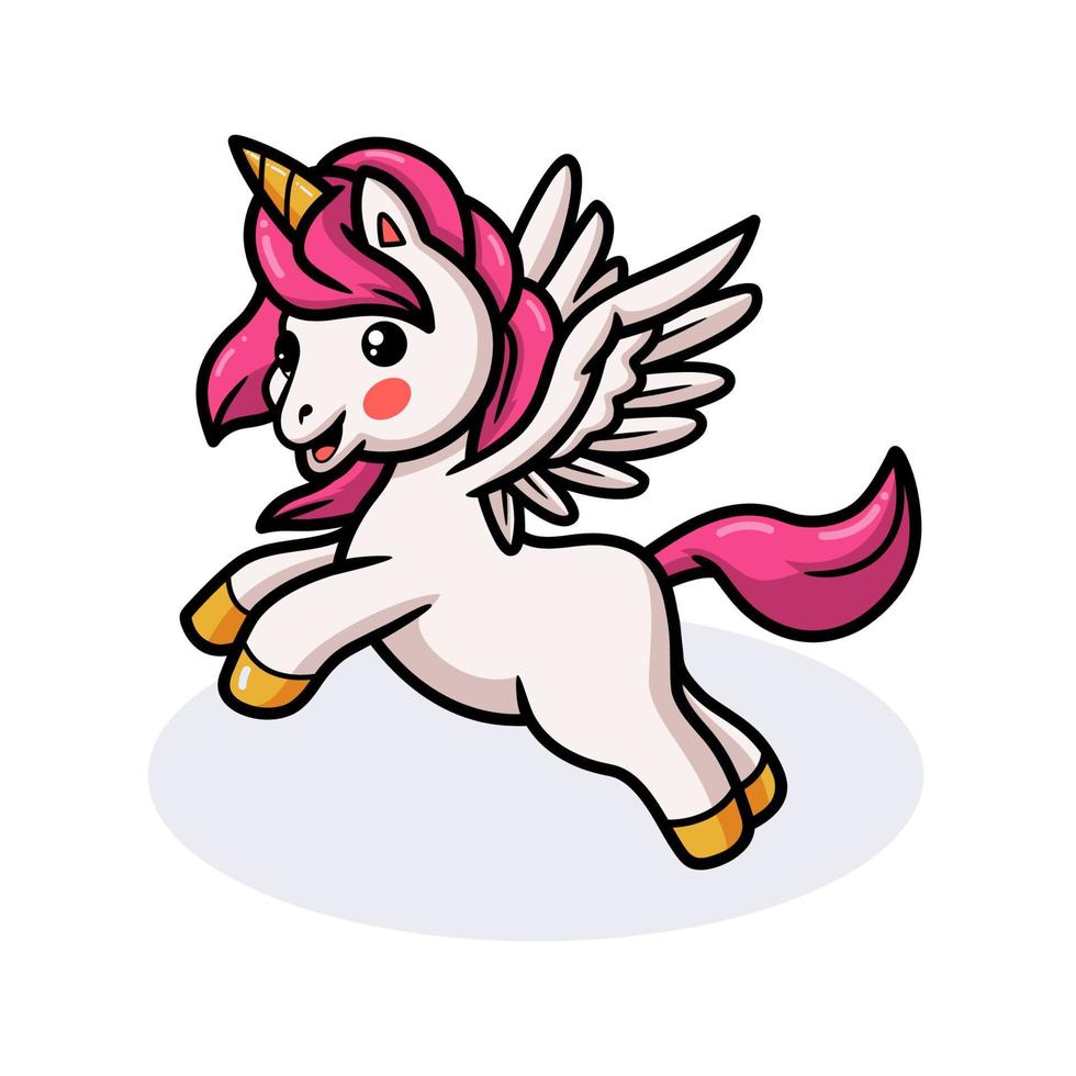 lindo bebé unicornio dibujos animados saltando vector