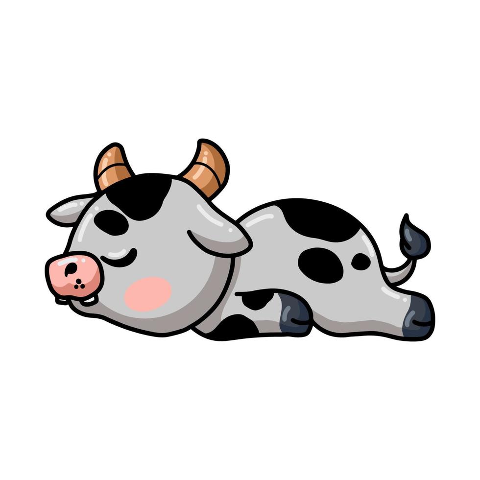 Cute baby cow cartoon sleeping vector