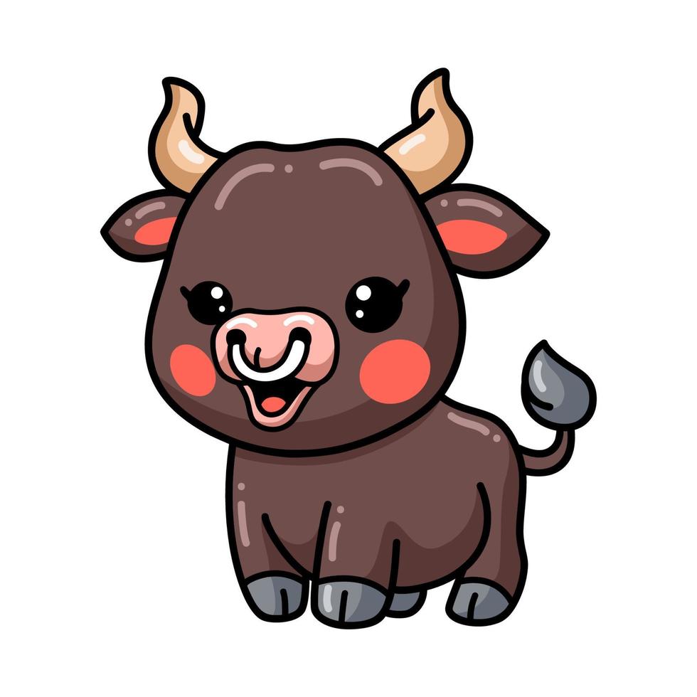 Cute happy baby bull cartoon vector