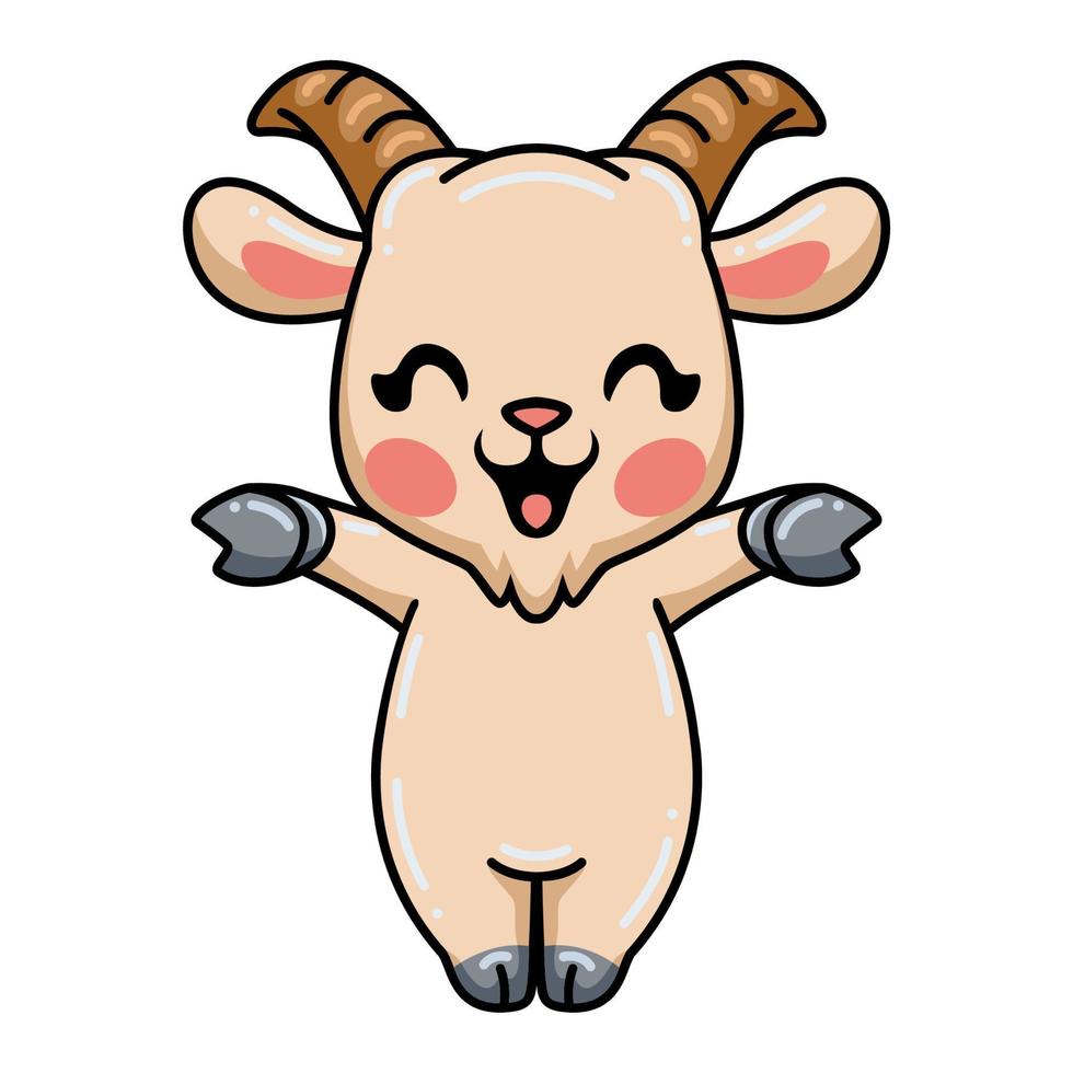 Cute baby goat cartoon raising hands vector
