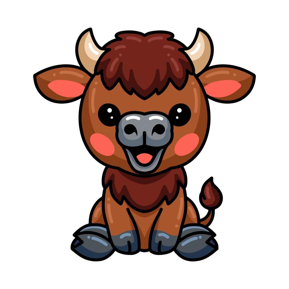 Cute baby yak cartoon sitting vector