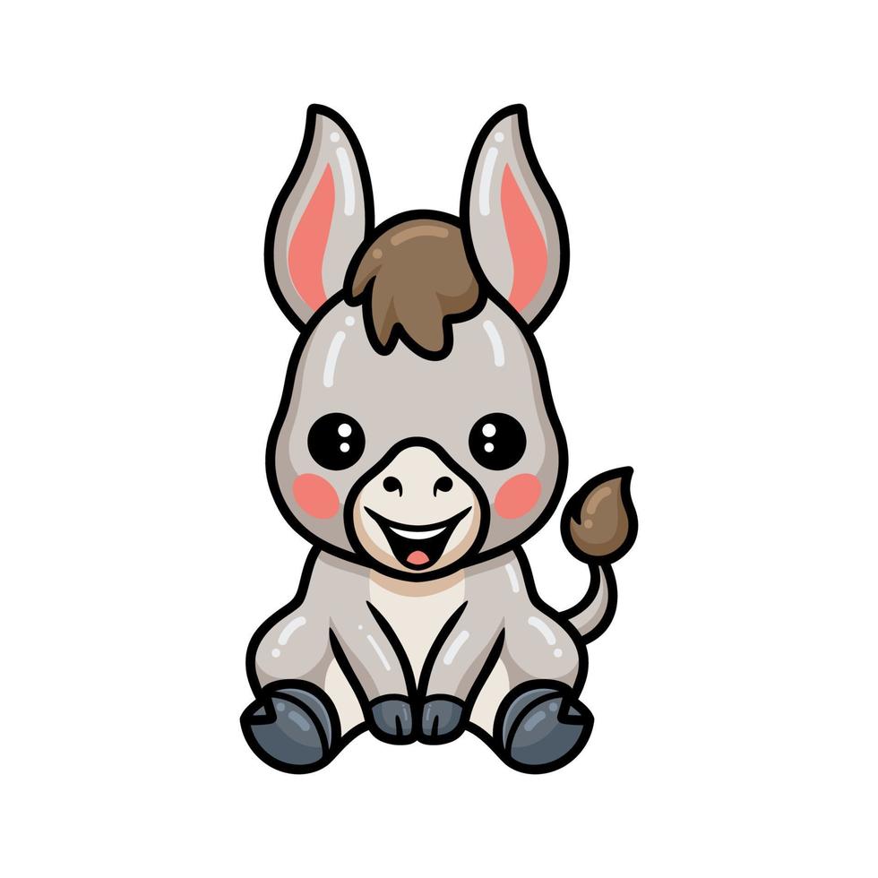Cute baby donkey cartoon sitting vector