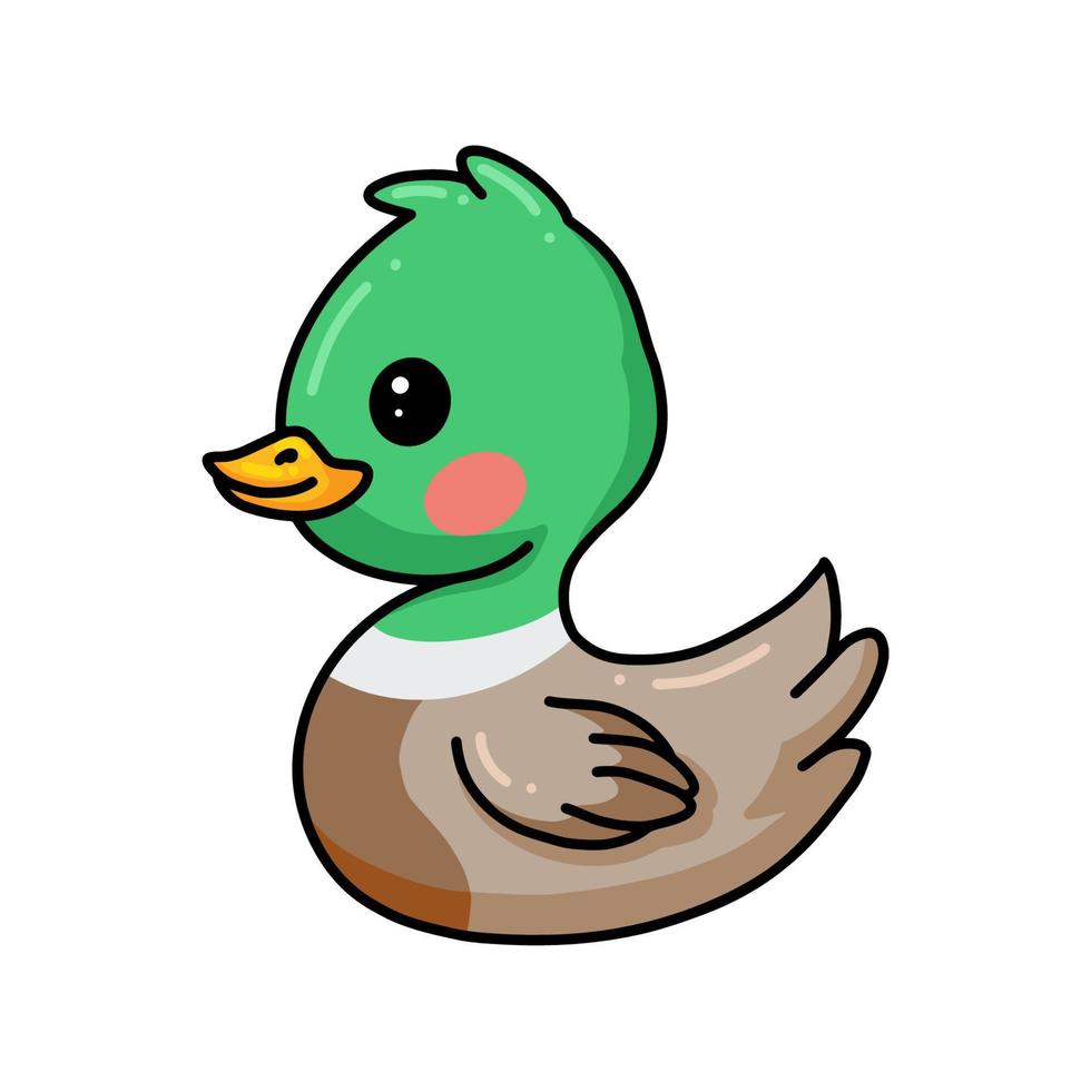 Cute green little duck cartoon vector