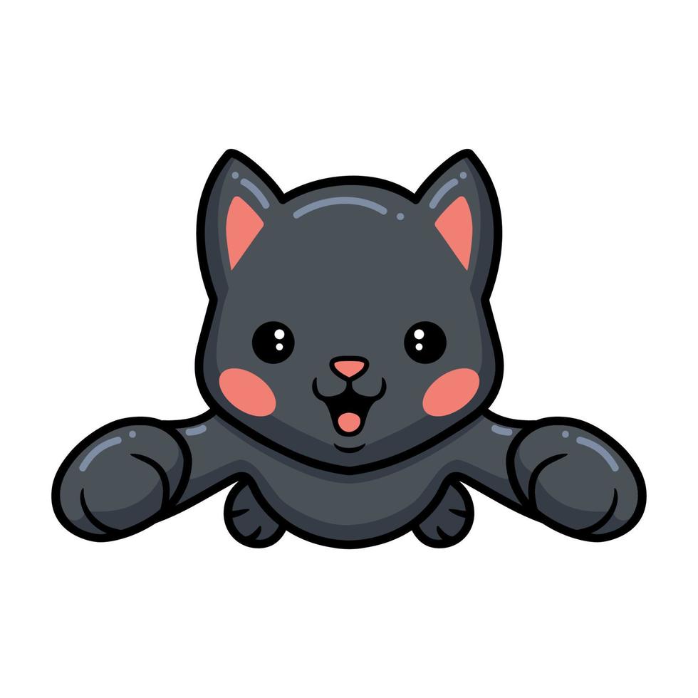 Cute black little cat cartoon flying vector