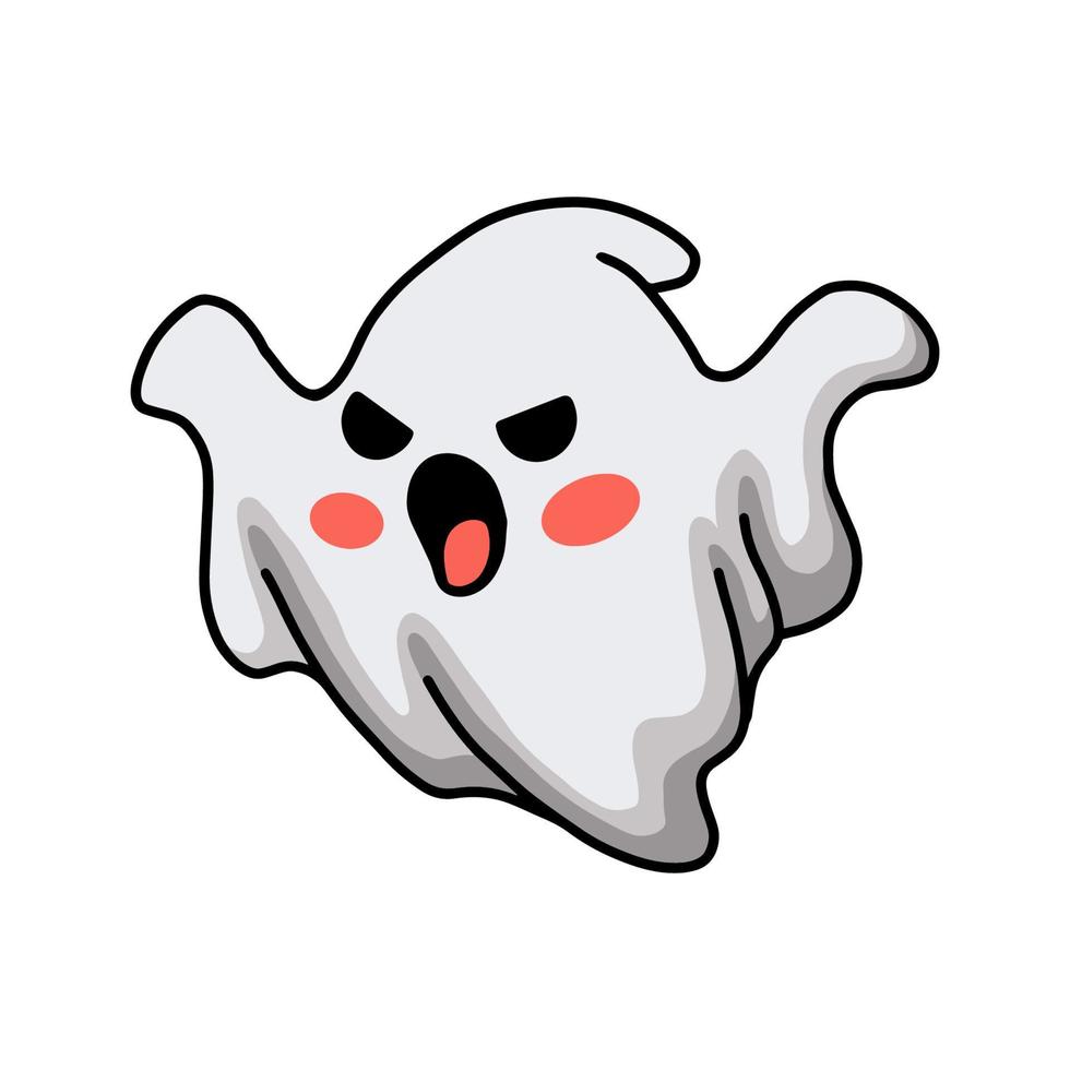 Cartoon scary halloween white ghost vector