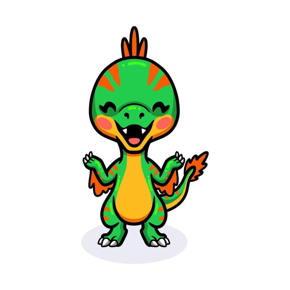 Cute little oviraptor dinosaur cartoon vector