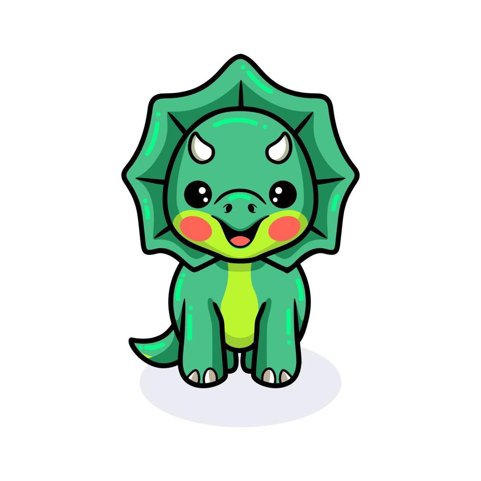 Cute little triceratops dinosaur cartoon vector