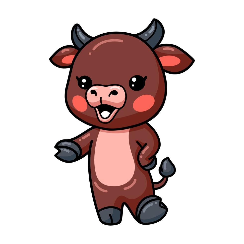 Cute baby buffalo cartoon presenting vector