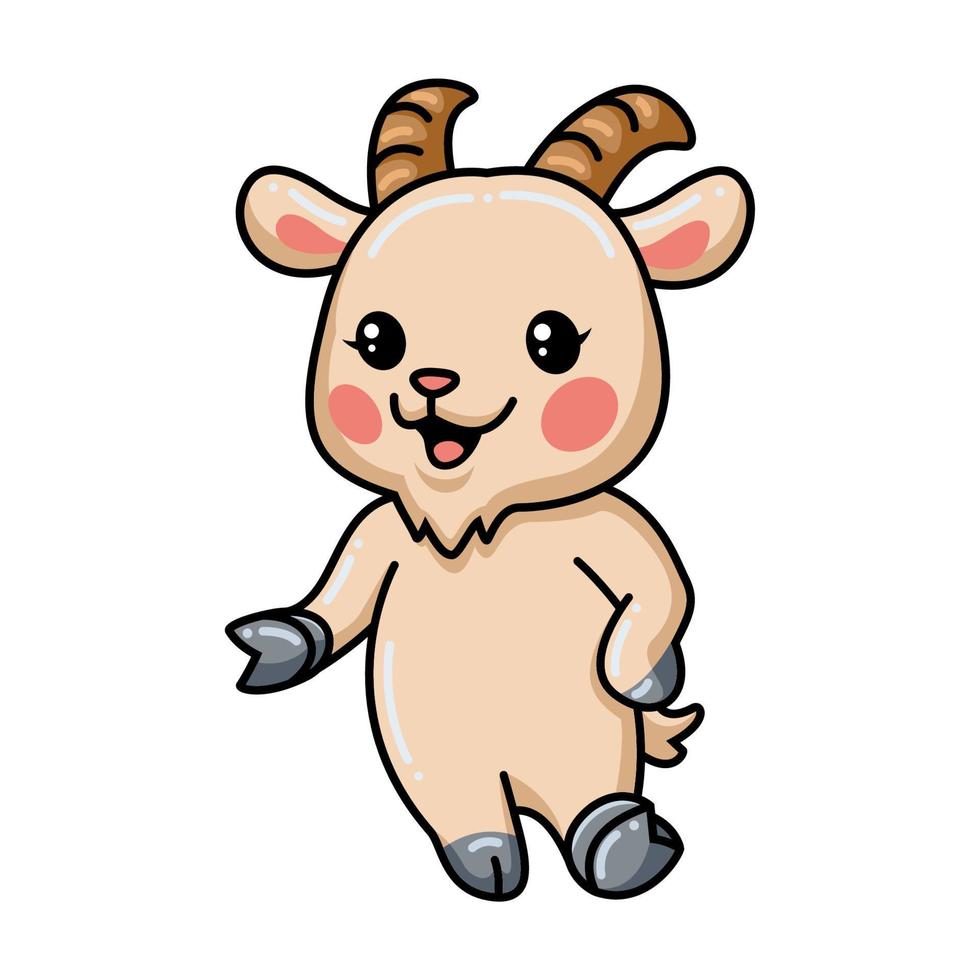 Cute baby goat cartoon presenting vector