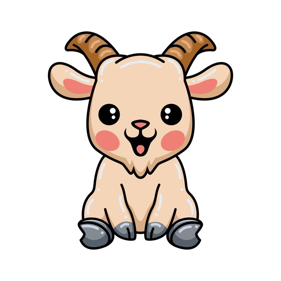 Cute baby goat cartoon sitting vector