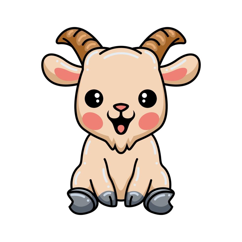 Cute baby goat cartoon sitting vector