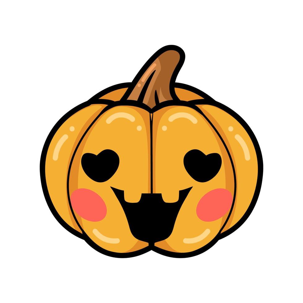 calabaza naranja de dibujos animados con cara feliz vector