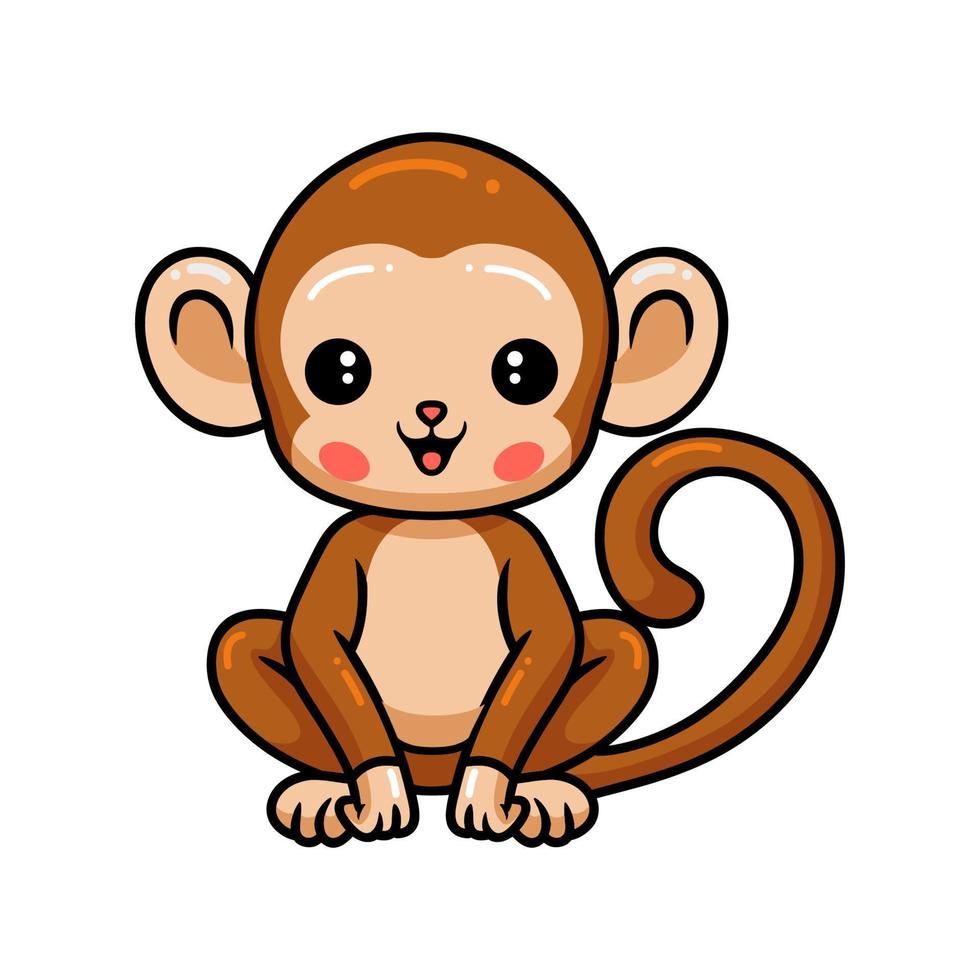 Cute baby monkey cartoon sitting vector