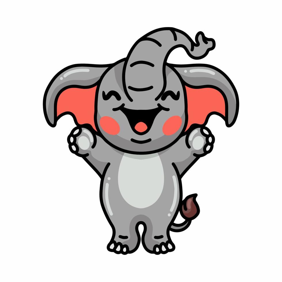 lindo, feliz, bebé, elefante, caricatura vector