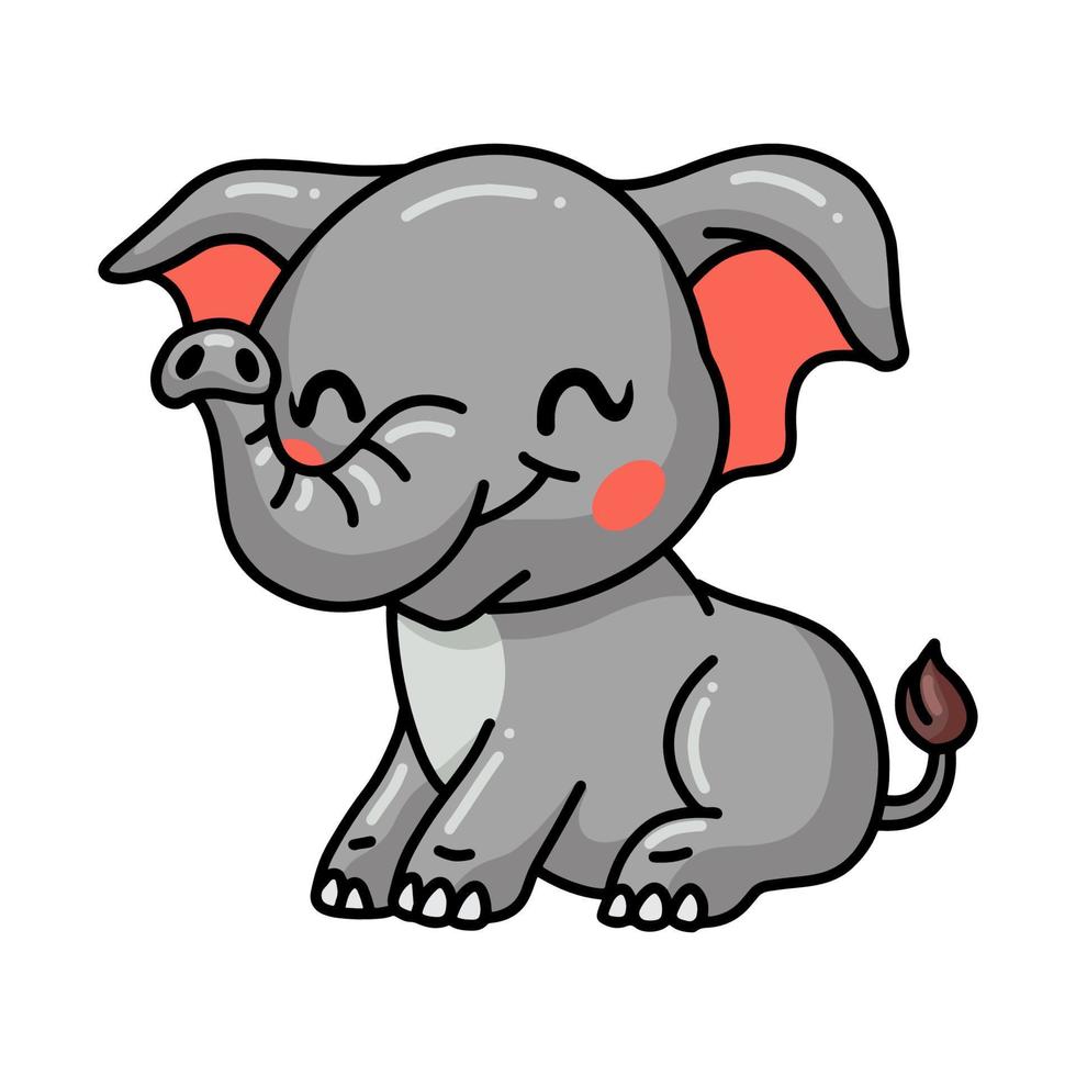 Cute baby elephant cartoon sitting vector