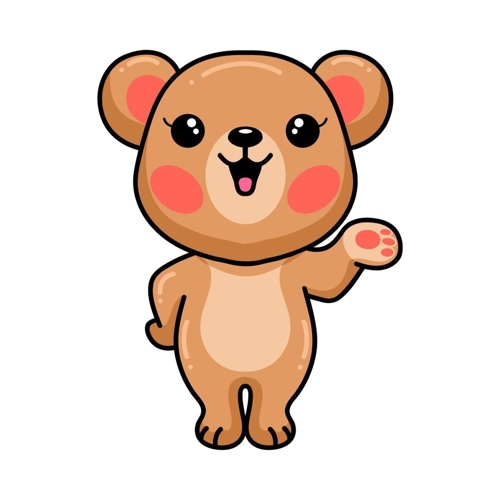 Cute baby brown bear cartoon presenting vector