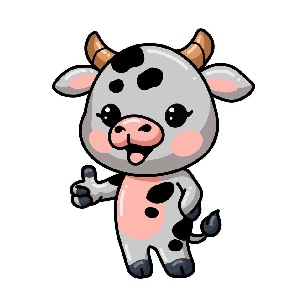 Cute baby cow cartoon jumping vector