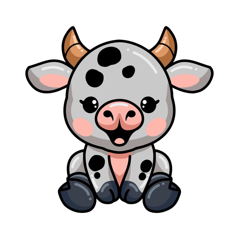 Cute baby cow cartoon sitting vector