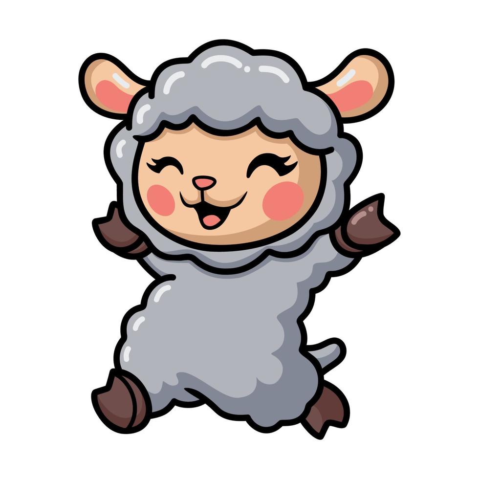 lindo bebé oveja dibujos animados corriendo vector