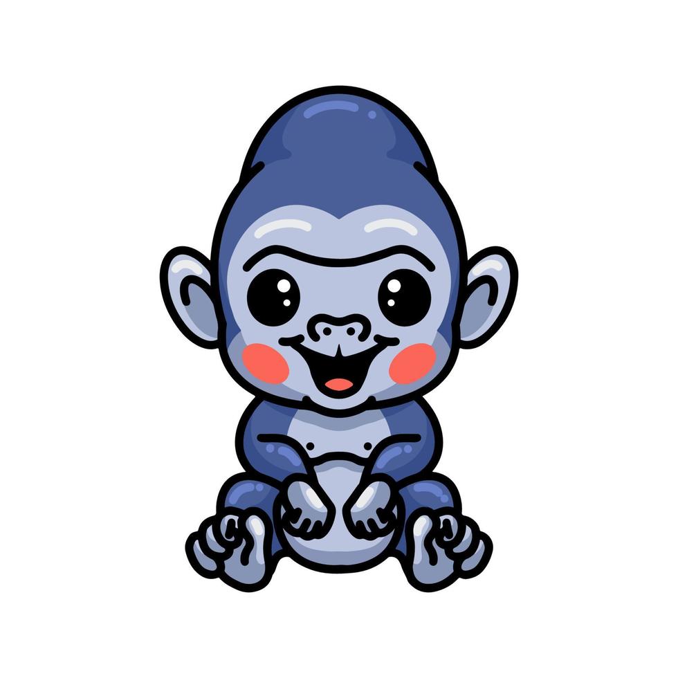 Cute baby gorilla cartoon sitting vector