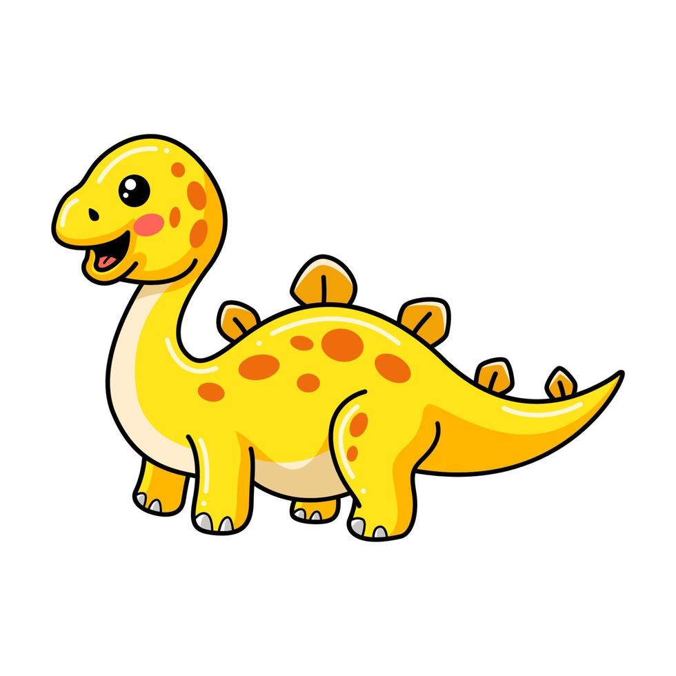 linda pequeña caricatura de dinosaurio estegosaurio vector