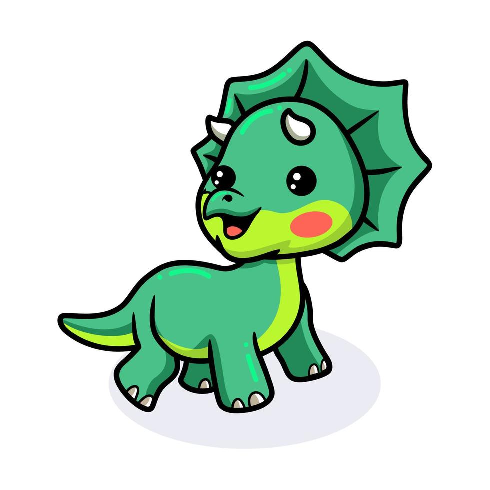 Cute little triceratops dinosaur cartoon vector