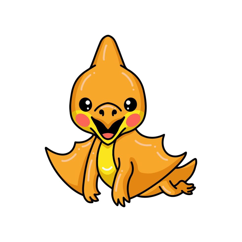 Cute little pterodactyl dinosaur cartoon vector