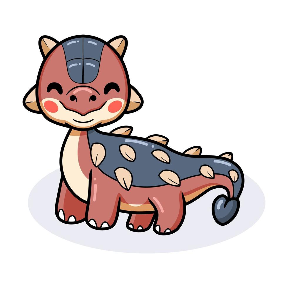 Cute little ankylosaurus dinosaur cartoon vector