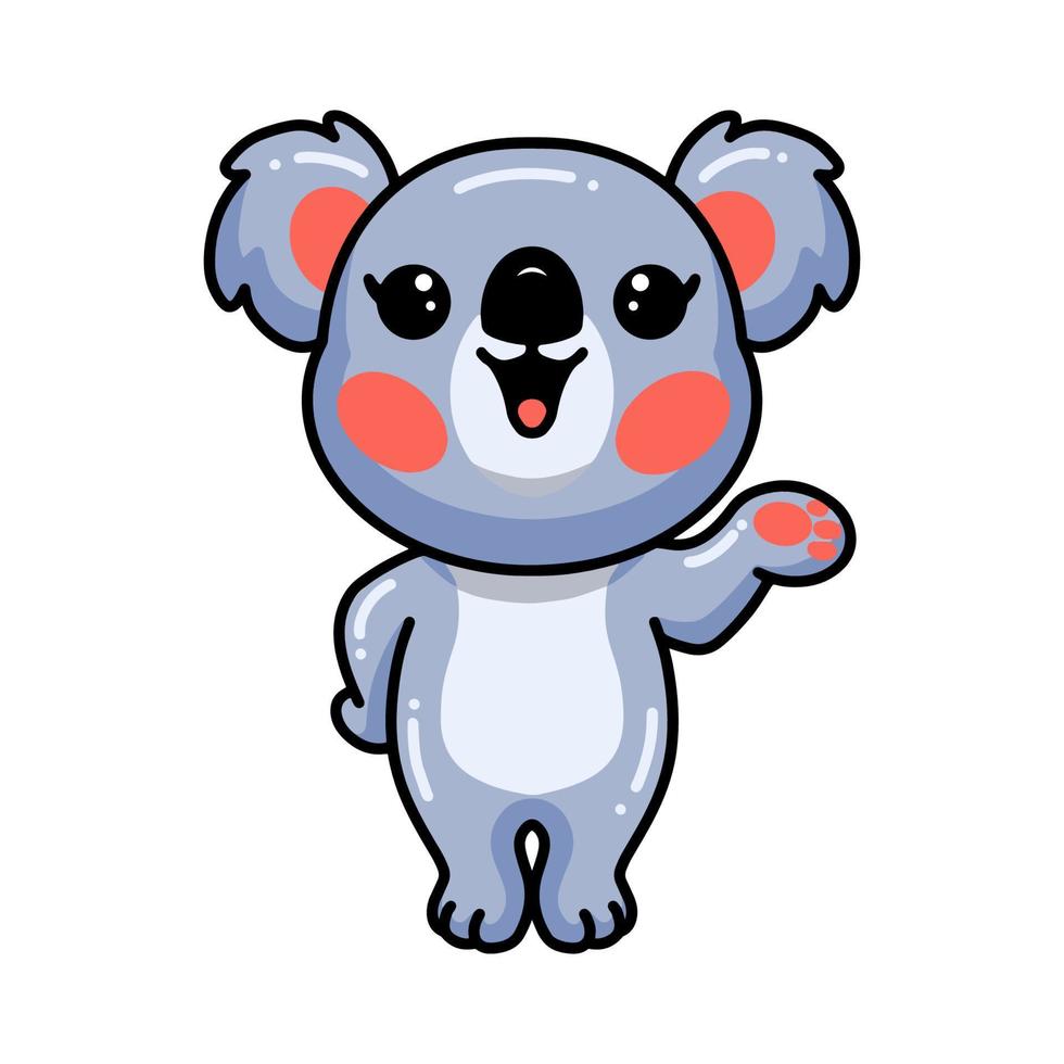 lindo bebé koala dibujos animados agitando la mano vector