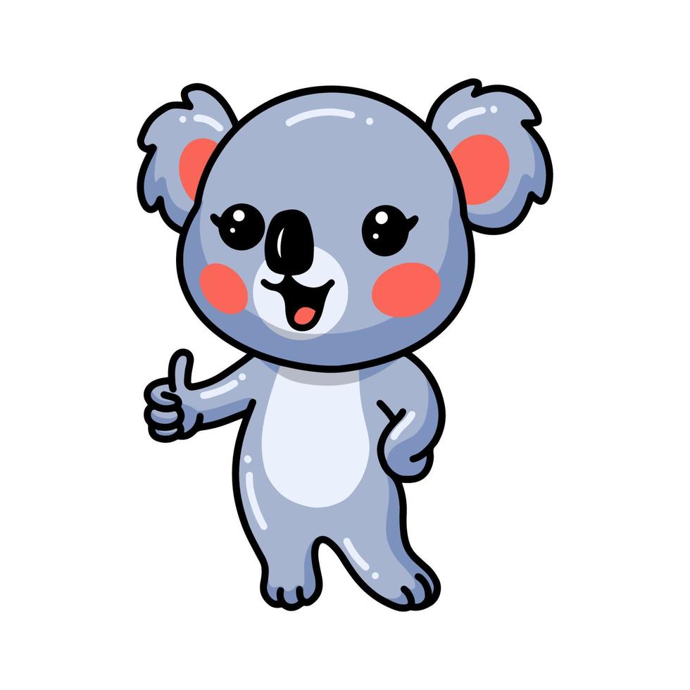 dibujos animados lindo bebé koala pulgares arriba vector