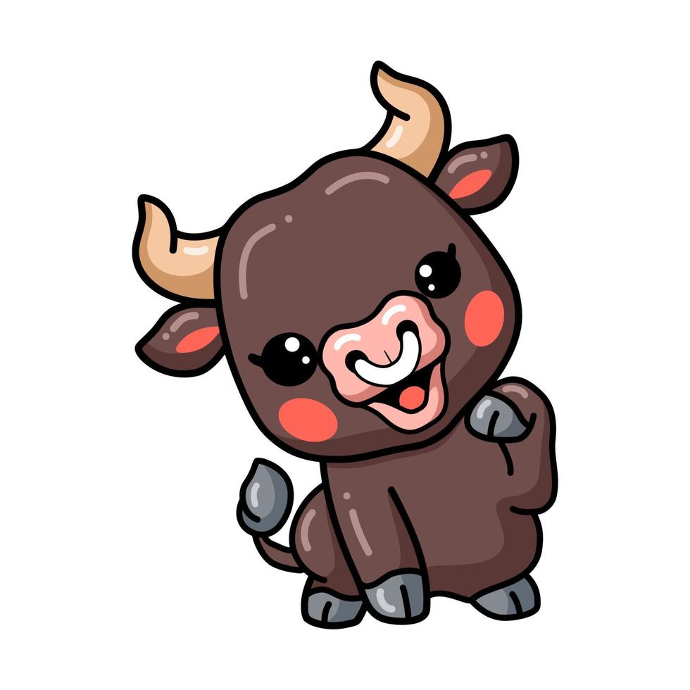 Cute baby bull cartoon posing vector