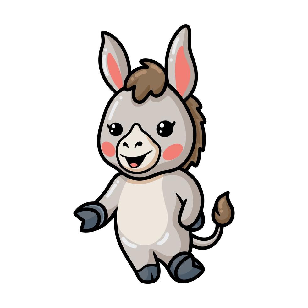 Cute baby donkey cartoon presenting vector