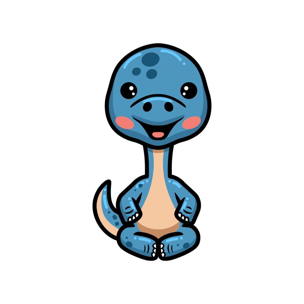 lindo pequeño dinosaurio de dibujos animados sentado vector