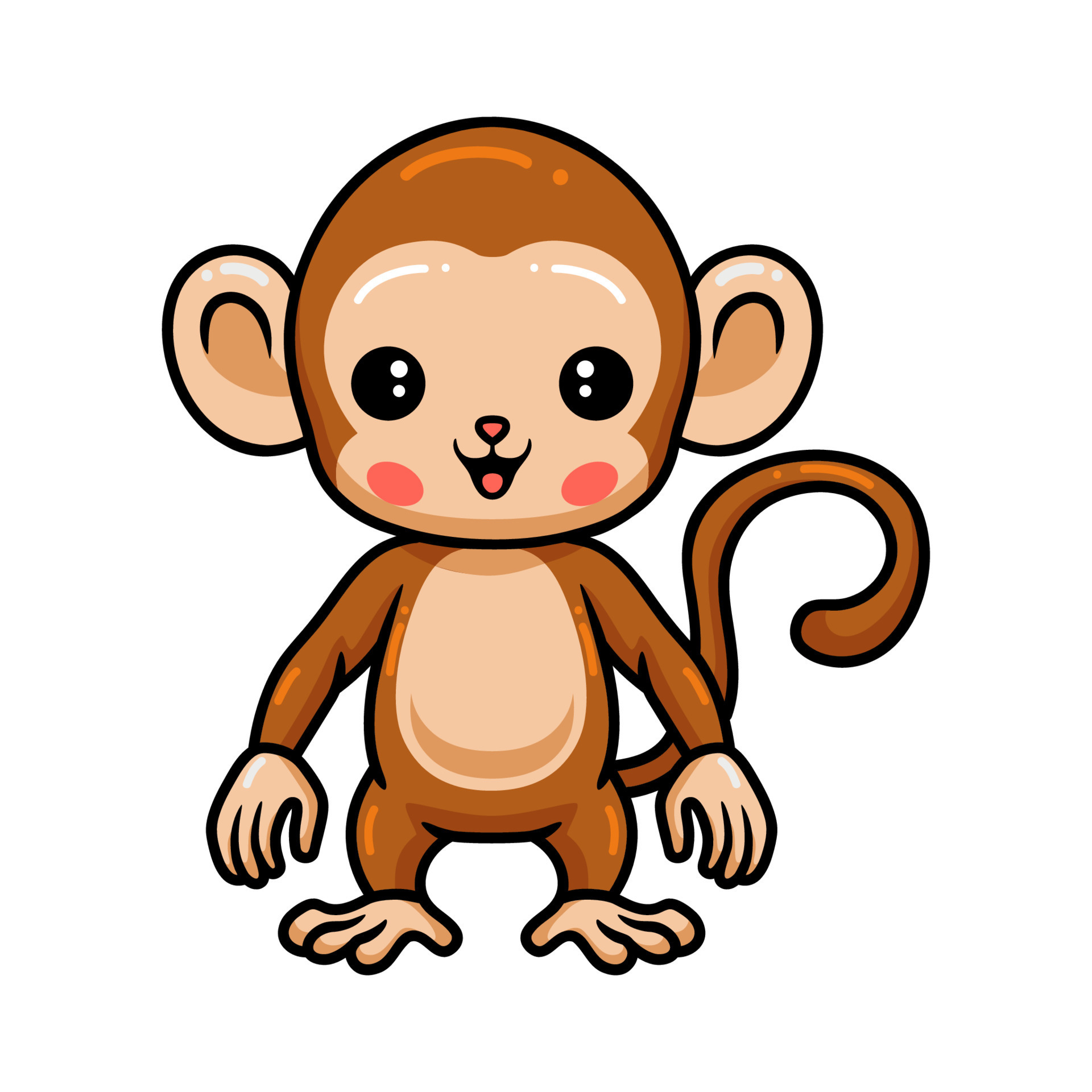 Cute baby monkey cartoon standing 9876893 Vector Art at Vecteezy