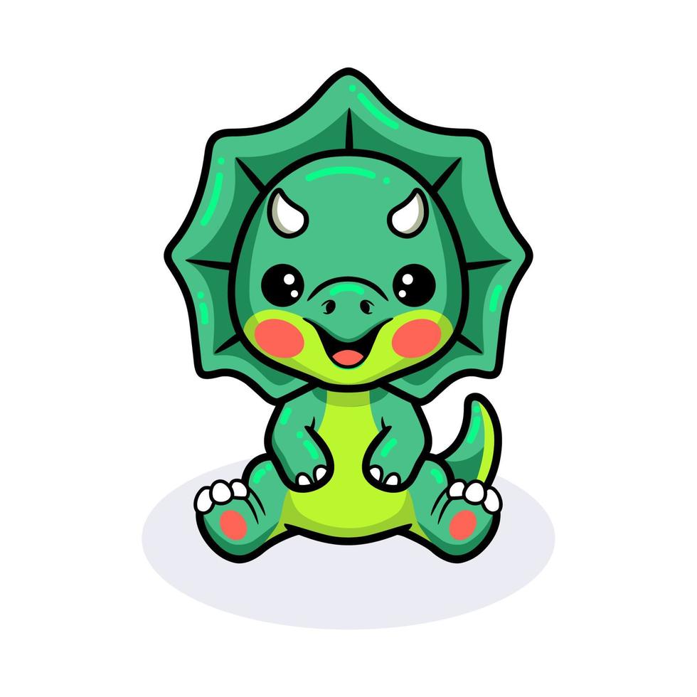 Cute little triceratops dinosaur cartoon sitting vector