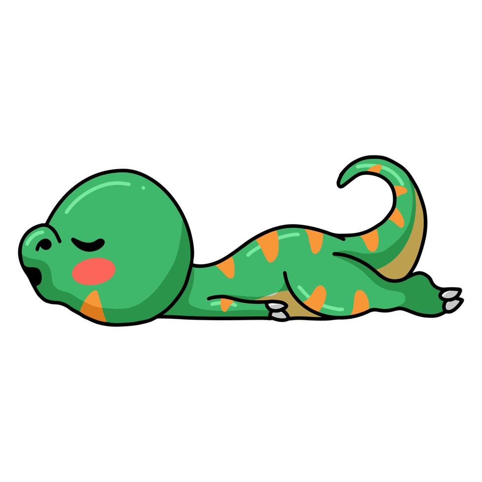 pequeño y lindo dinosaurio de dibujos animados durmiendo vector