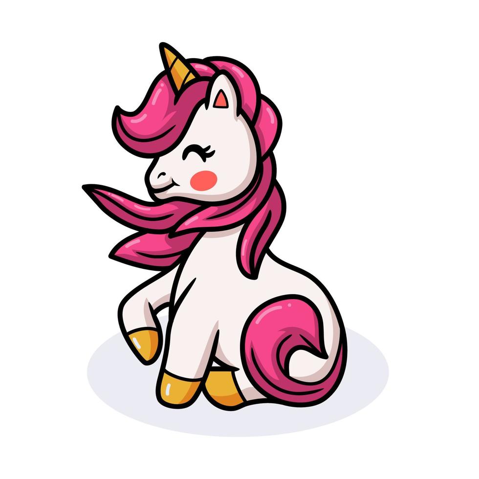 Cute baby unicorn cartoon sitting vector