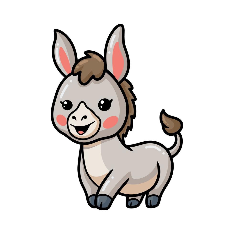 Cute happy baby donkey cartoon vector