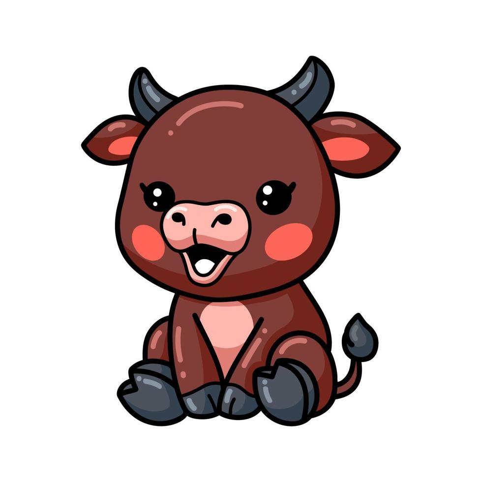 Cute baby bull cartoon sitting vector