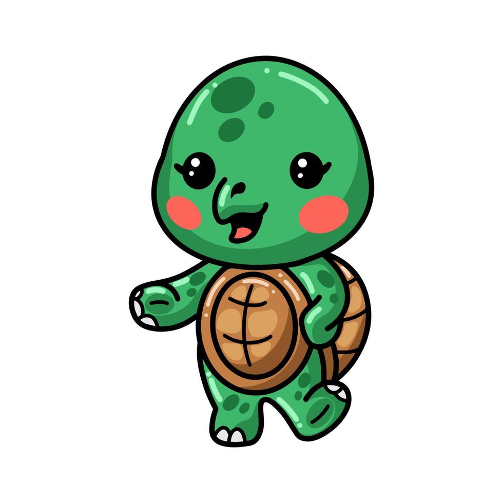 Cute baby turtle cartoon presenting vector