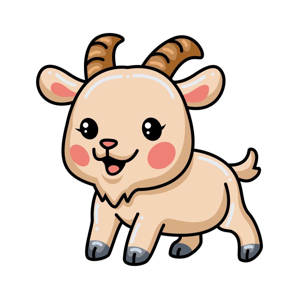 Cute baby goat cartoon posing vector