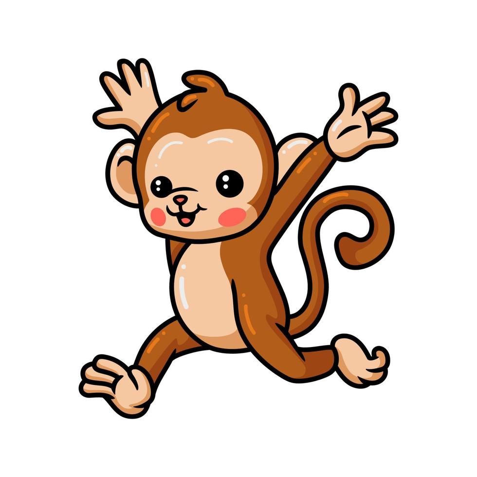 Cute baby monkey cartoon running vector