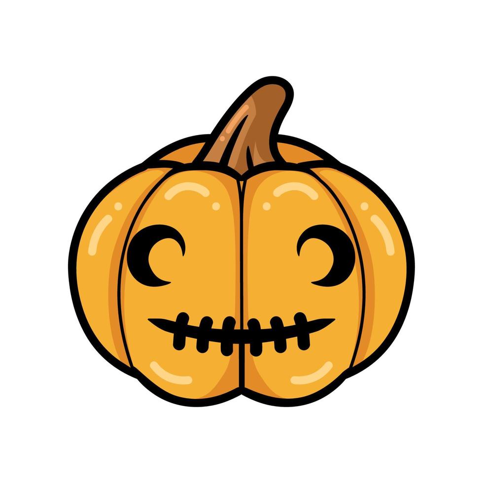 Cartoon orange pumpkin with happy face vector