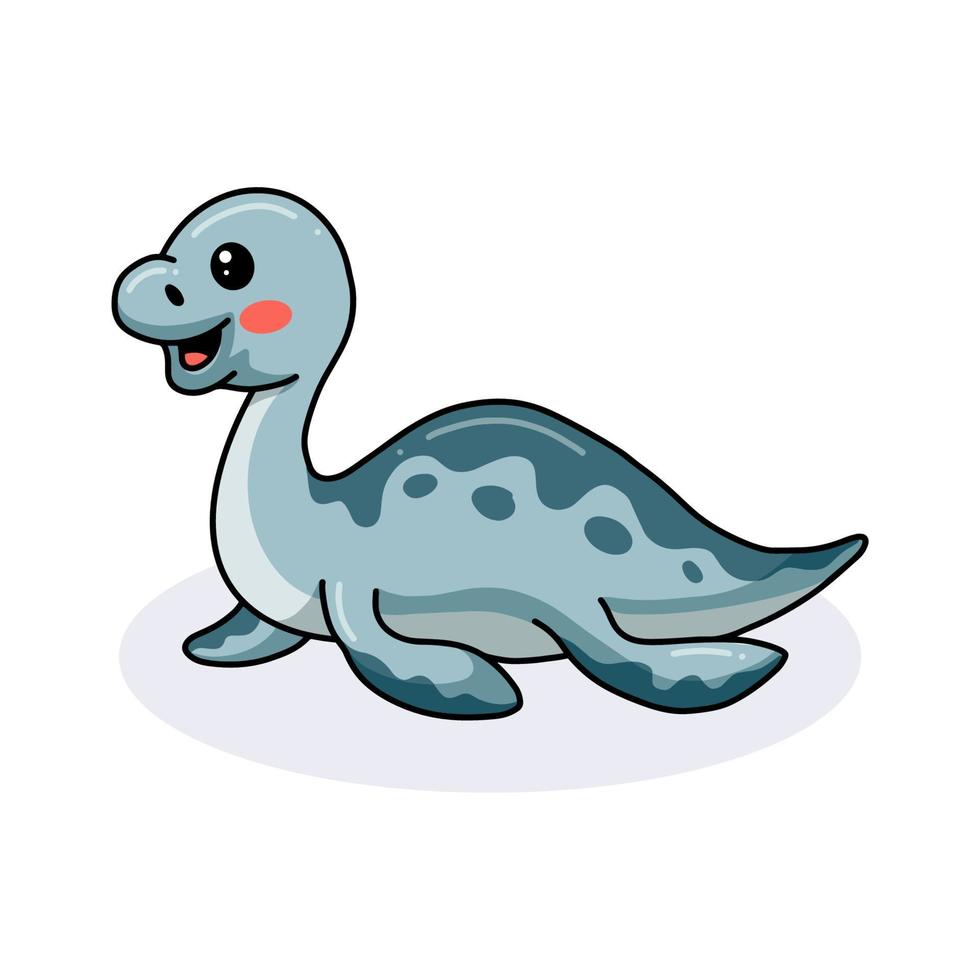 Cute little dinosaur cartoon laughing vector