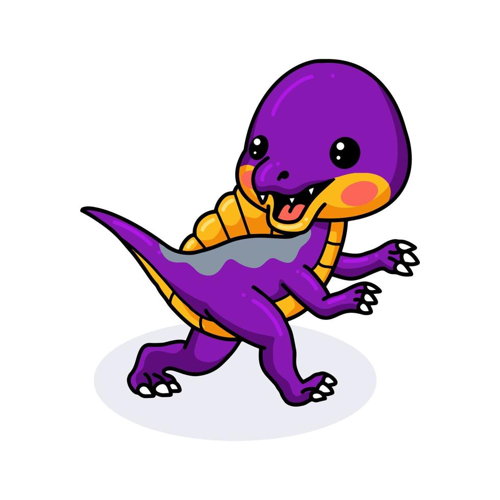 Cute purple little dinosaur cartoon vector