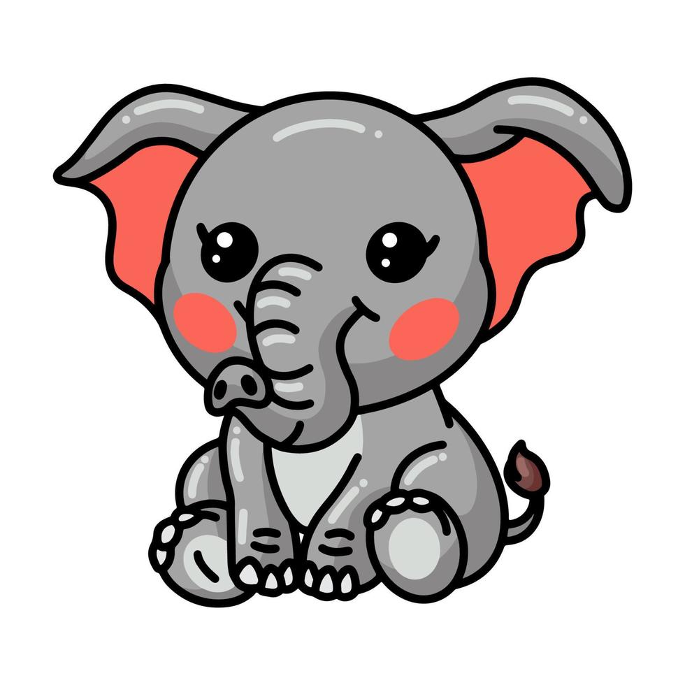 Cute baby elephant cartoon sitting vector