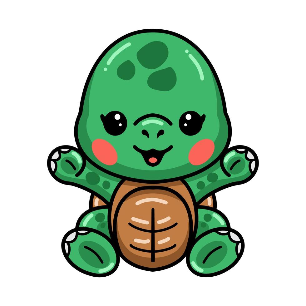 lindo bebé tortuga dibujos animados sentado vector