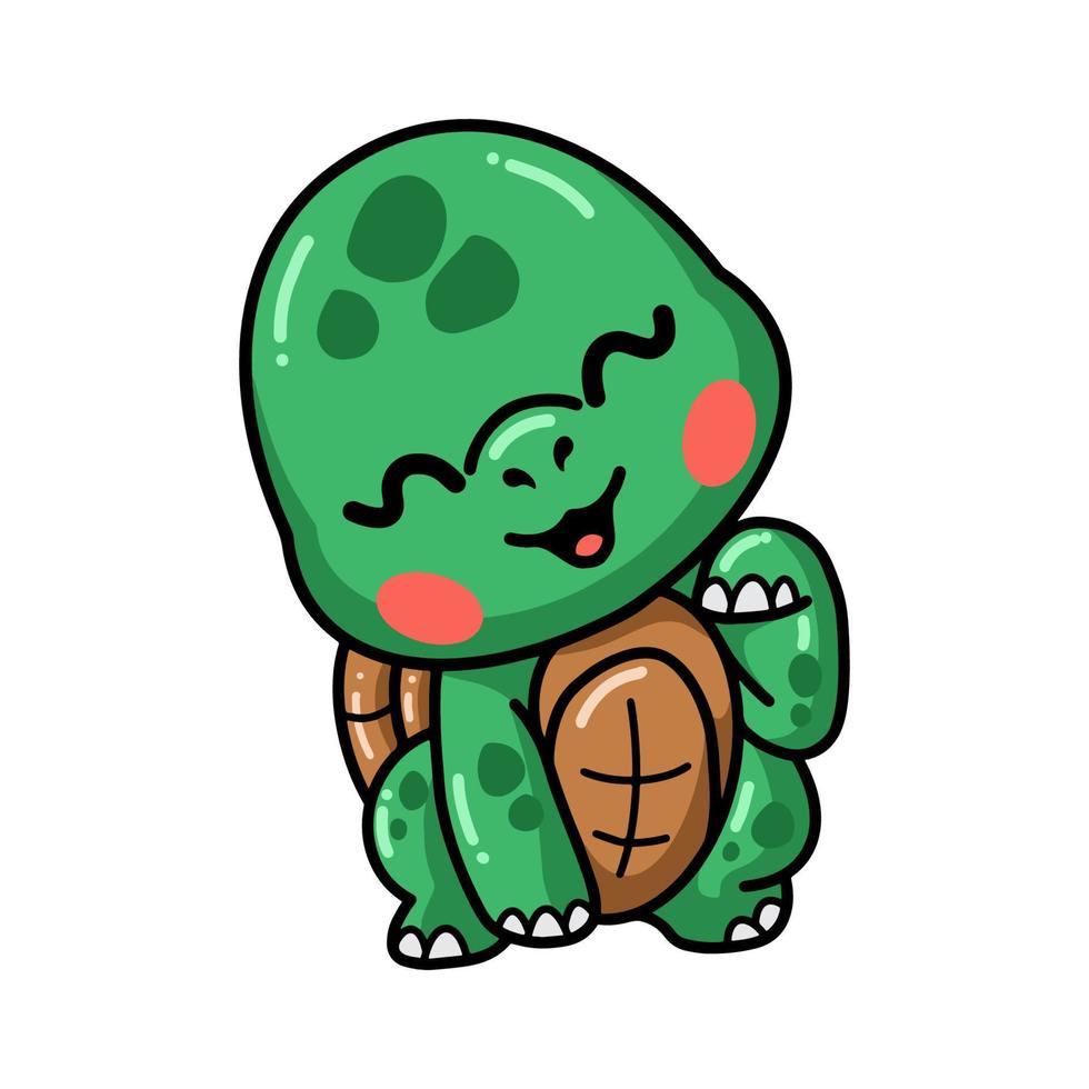 Cute baby turtle cartoon posing vector